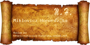 Miklovicz Honoráta névjegykártya